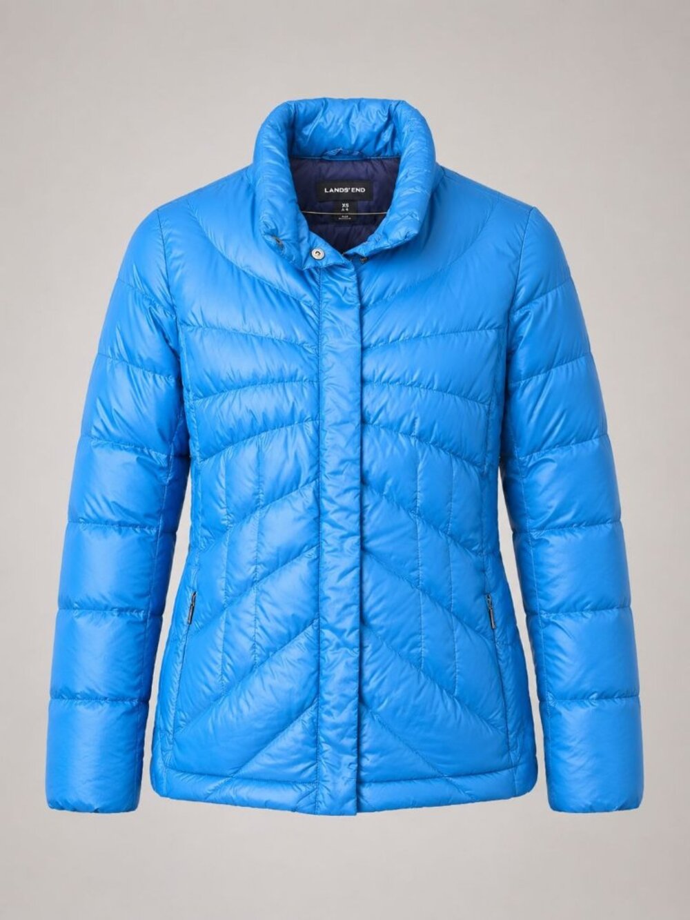 Lands' End Womens Size XS Puffer Jacket Blue Lightweight Down Winter Coat EUC